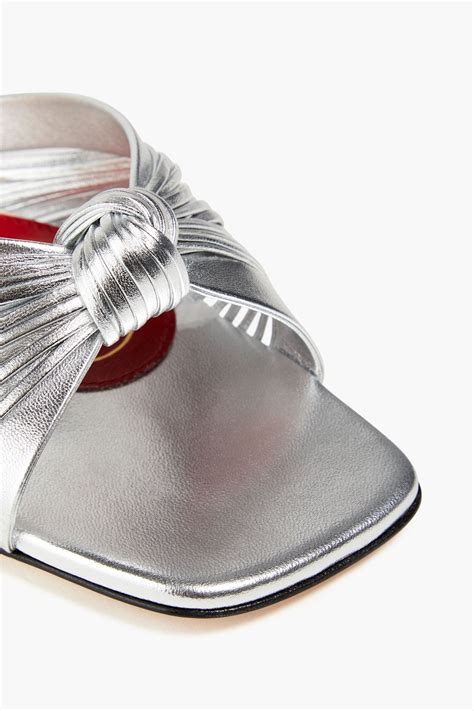 gucci crawford knotted metallic leather sandals